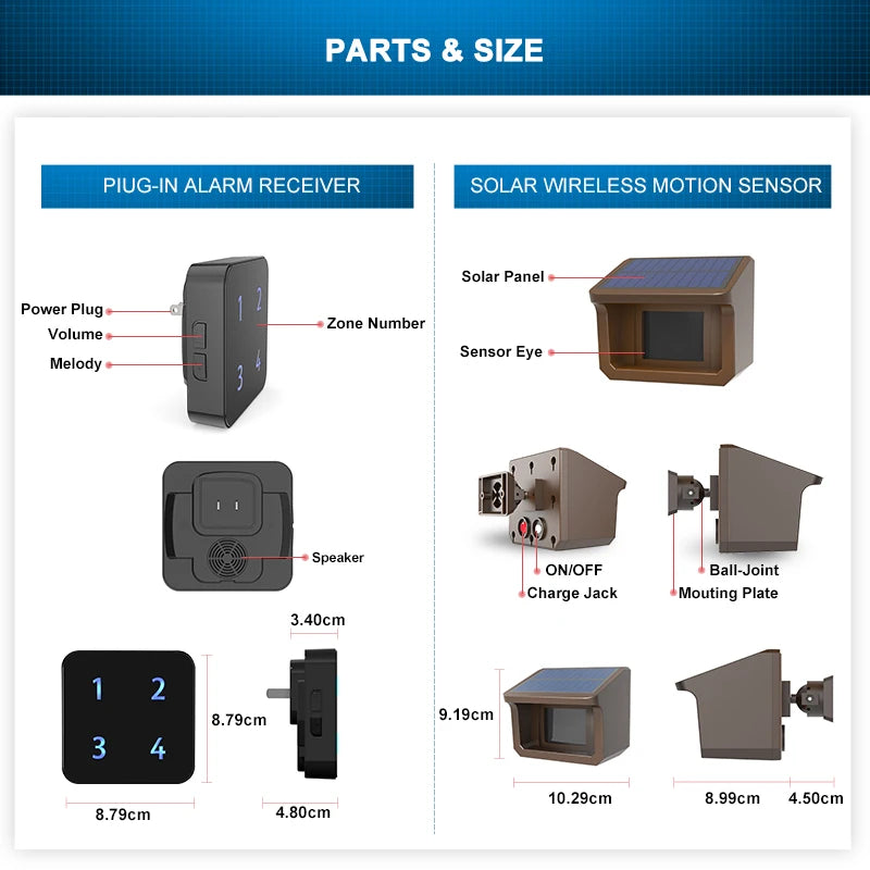 Solar Wireless Driveway Alarm, Motion Sensor&Detector