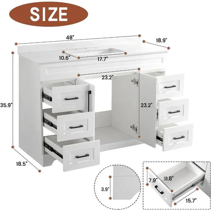 Bathroom Vanity w/ Stone Countertop, Sink & Back Splash,
