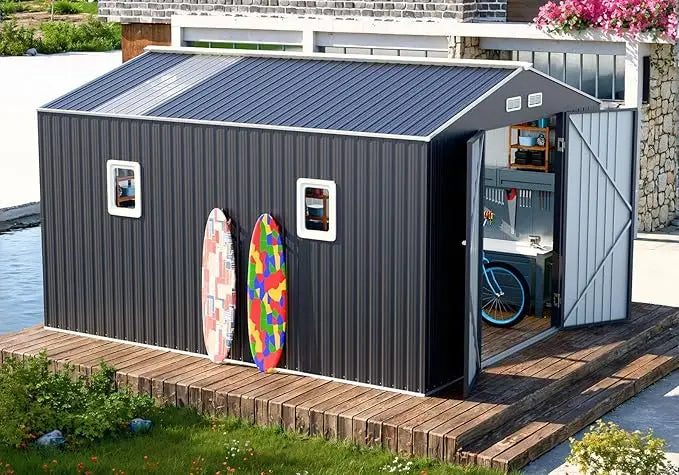 Outdoor Storage Shed with Double Lockable Doors