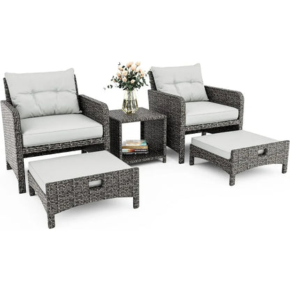 Wicker Patio Furniture Set w/Ottoman