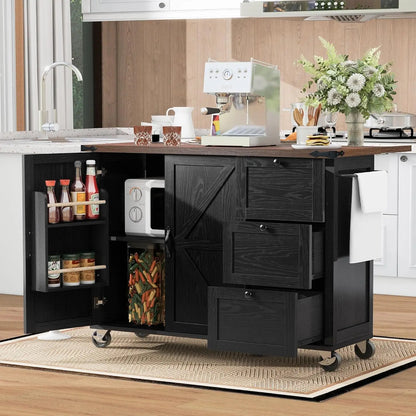Kitchen Cart Island on Wheels w/ Power Outlet