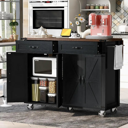 Kitchen Cart Island on Wheels w/ Power Outlet