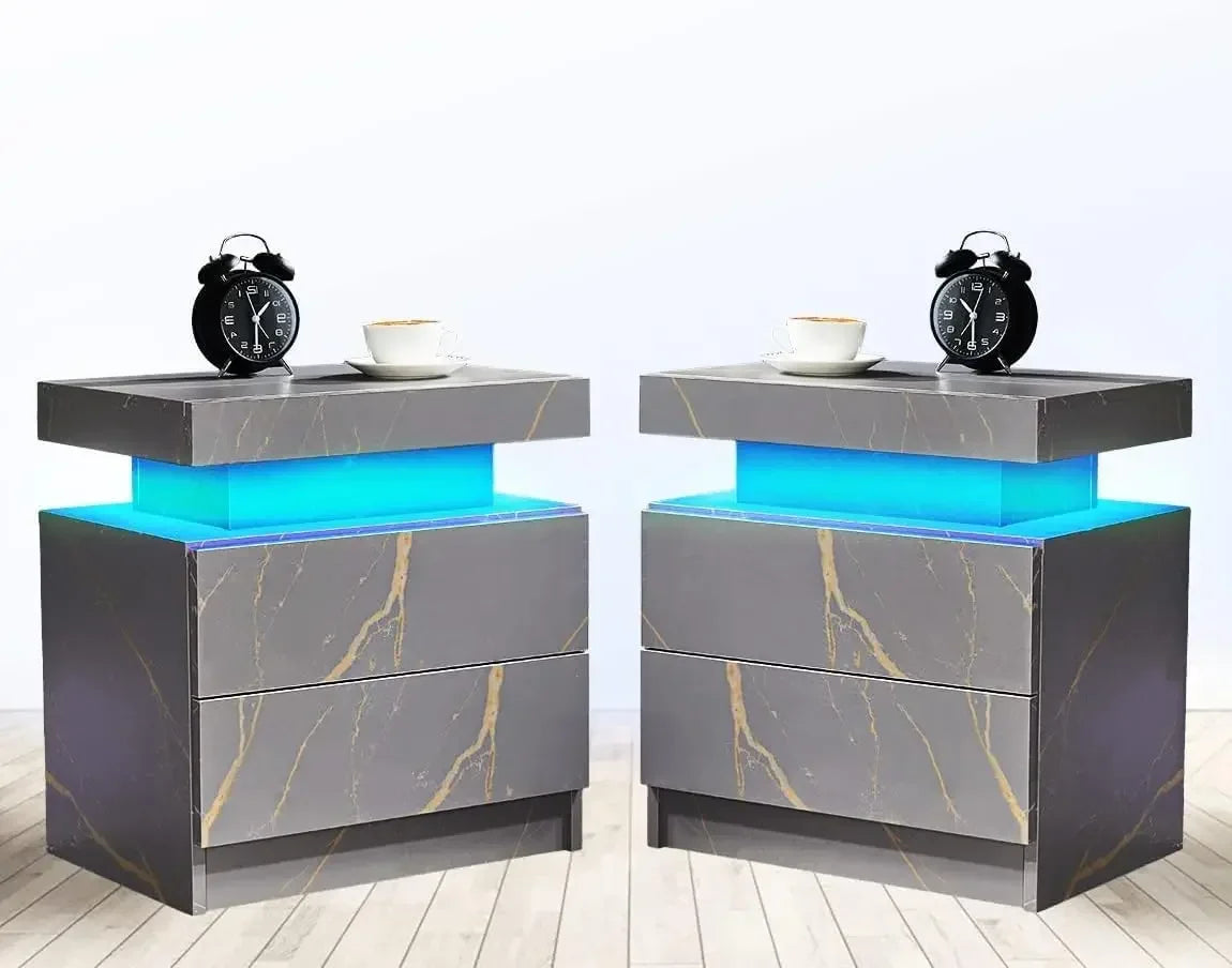 LED Nightstand with 2 Drawers