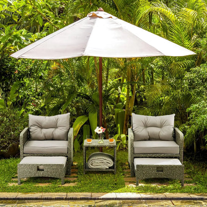Wicker Patio Furniture Set w/Ottoman