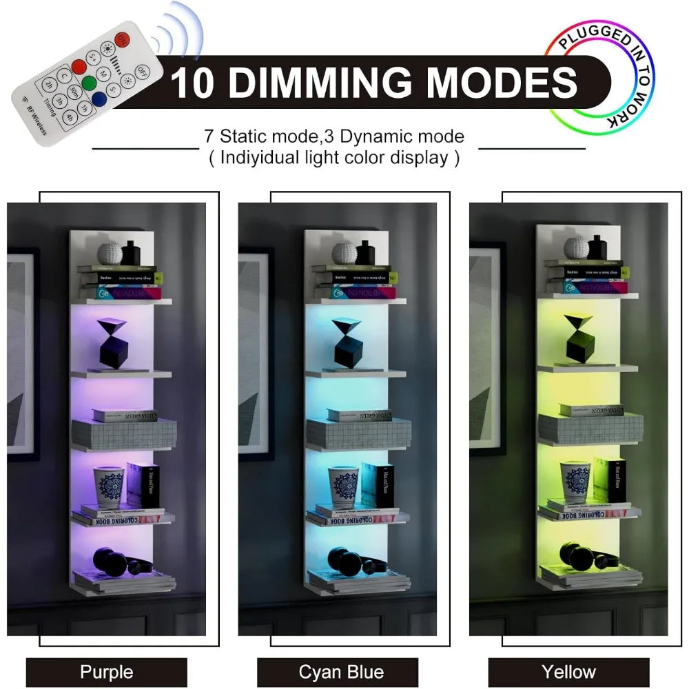 5 Tier Wall Shelf with RGB Light, Organizer