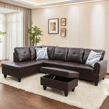 L Shaped Sofa w/ Ottoman Sectional