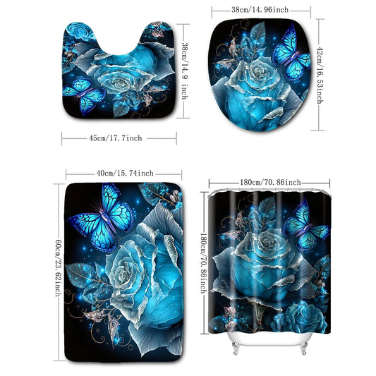 Shower Curtain, floor, U-shaped, toilet O cover mat