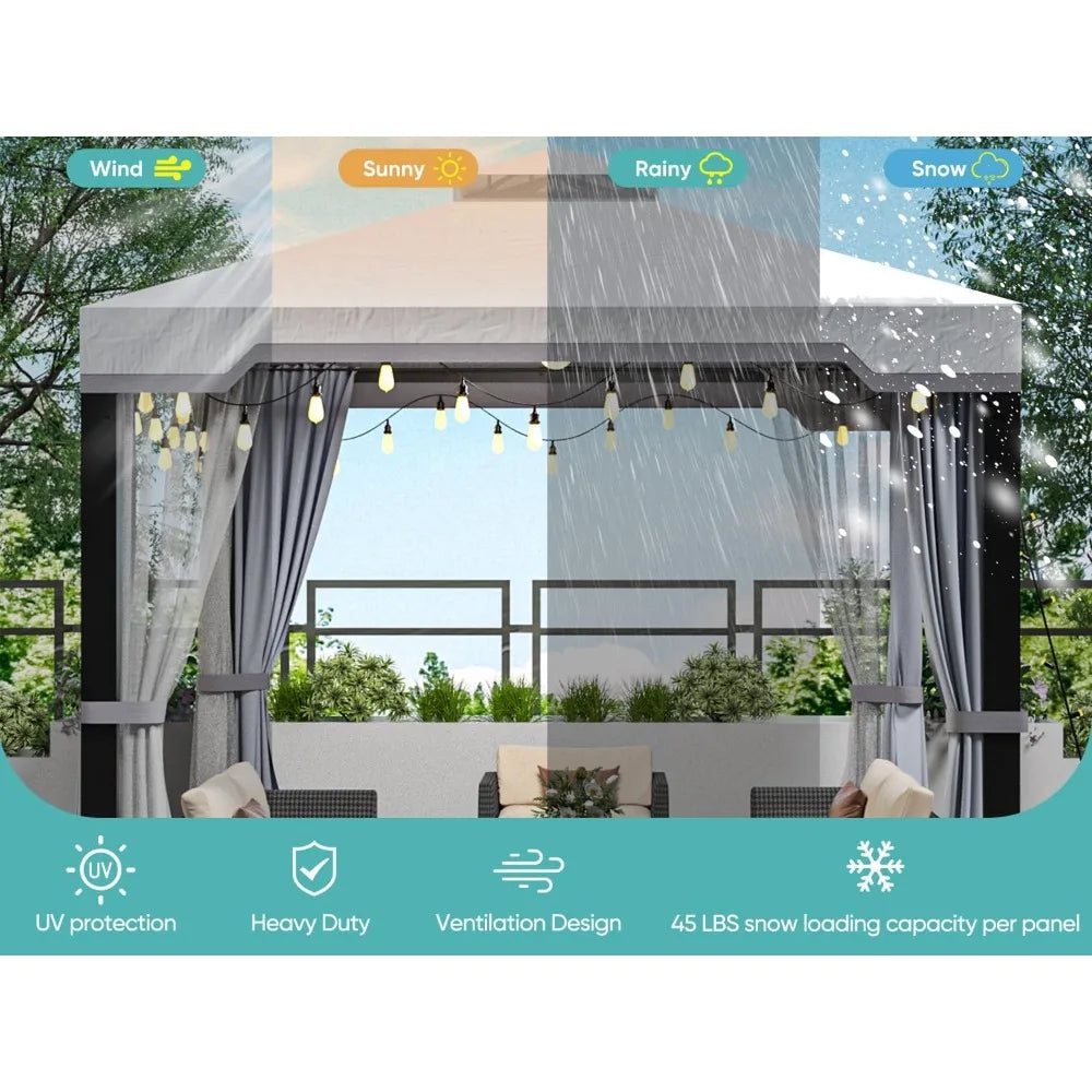 10'x12' Pavilion Gazebos w/ Mosquito Netting