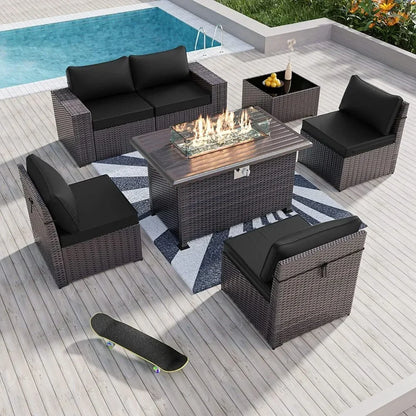 Patio Furniture Set w/ Gas Propane Fire Pit
