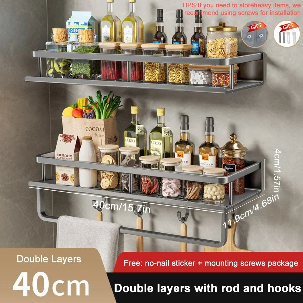 Wall Mounted Spice Rack, No Drilling