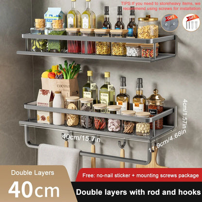 Wall Mounted Spice Rack, No Drilling