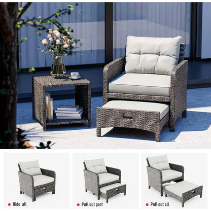 Wicker Patio Furniture Set w/Ottoman