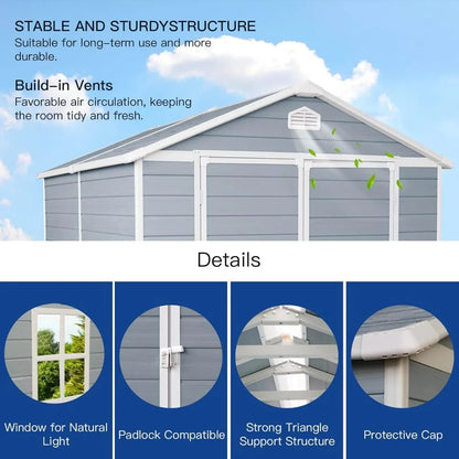 Outdoor Storage Shed w/ Floor & Windows