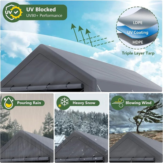 All-Season Tarp for Carport (Grey)