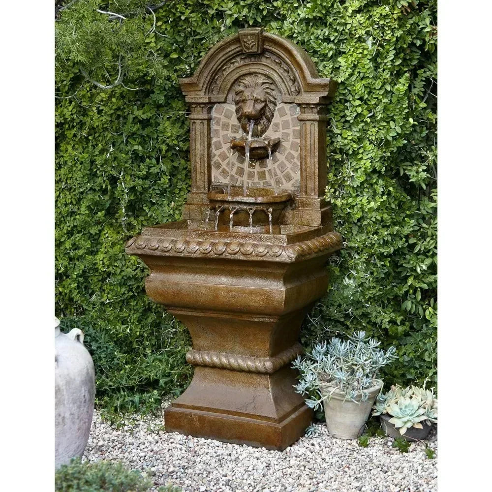 Royal Lions Head Mediterranean Outdoor Water Fountain