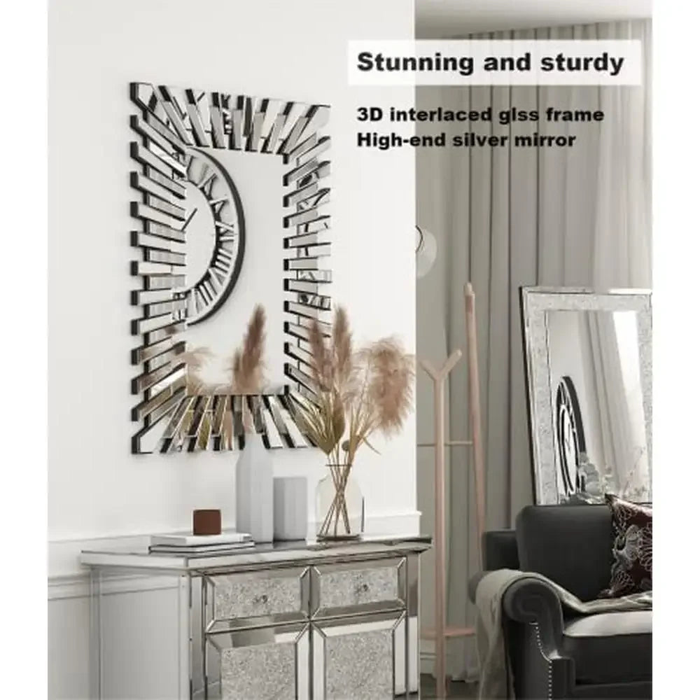 Modern Glass Wall Mirror w/ Decorative Accent