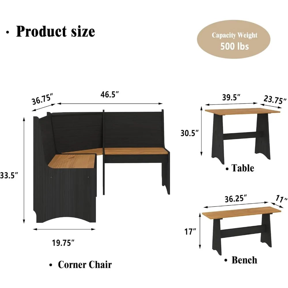 Breakfast Nook Corner Dining Table Kitchen Bench