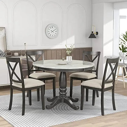 Small Round Dining Table for 4 with Chairs Set