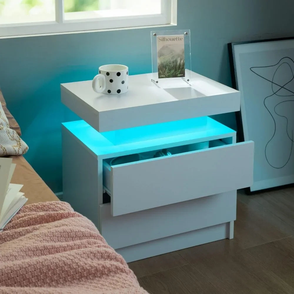 Side Bed Tables w/ LED