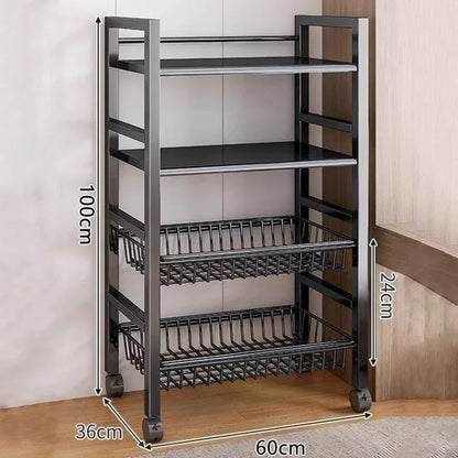 Kitchen Vegetable Basket Trolley & Multifunctional Storage Rack
