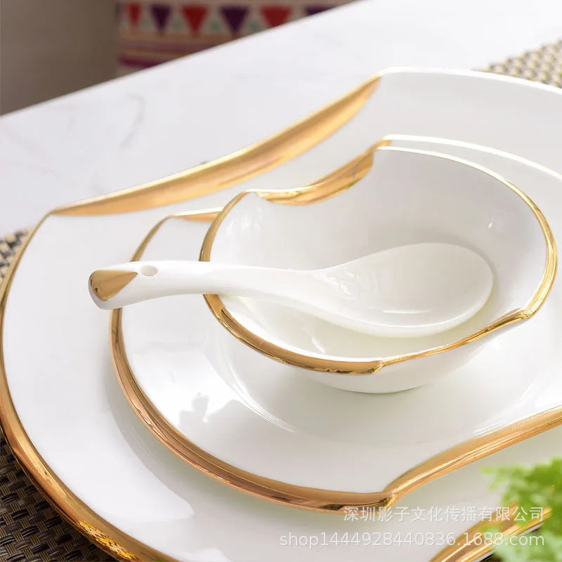 Porcelain Tableware,Plates & Bowls Dishes, Kitchen Utensils