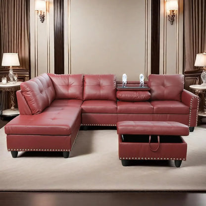 L Shaped Sofa w/ Ottoman Sectional