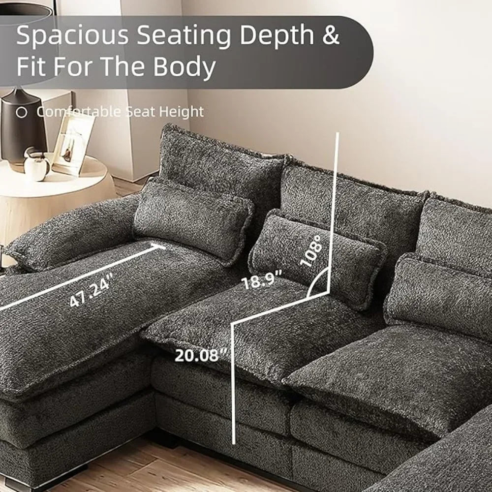Sofa Sleeper w/ Double Chaise Memory Foam