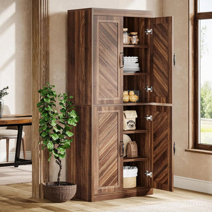 Kitchen Pantry Cabinet, Rustic Wood Cupboard