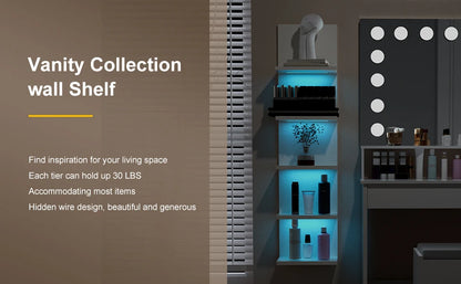 5 Tier Wall Shelf with RGB Light, Organizer