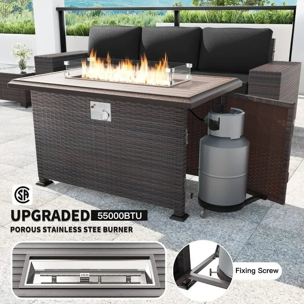 Patio Furniture Set w/ Gas Propane Fire Pit