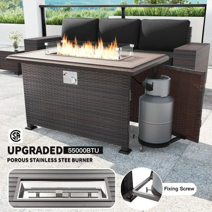 Patio Furniture Set w/ Gas Propane Fire Pit