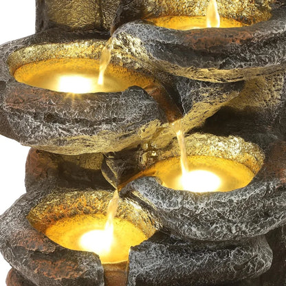 6-Tier Cascading Rock Water Fountain, Patio
