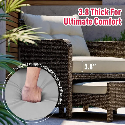 Wicker Patio Furniture Set w/Ottoman