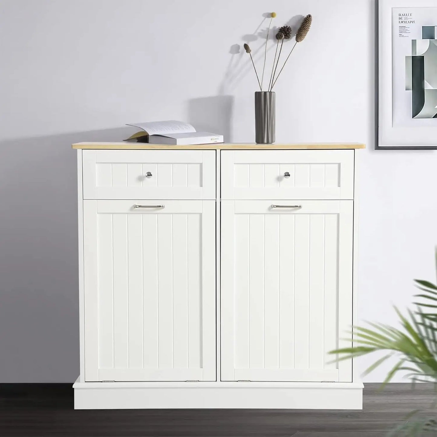 Tilt Out Trash Can/Recycling Cabinet, Dog Proof