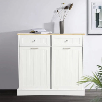 Tilt Out Trash Can/Recycling Cabinet, Dog Proof