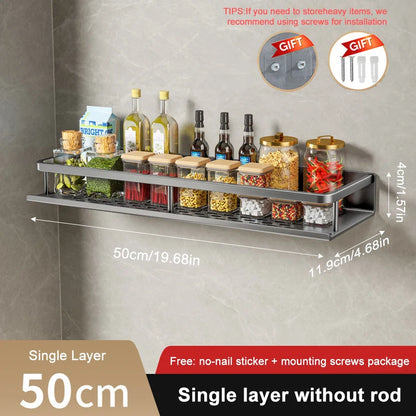Wall Mounted Spice Rack, No Drilling