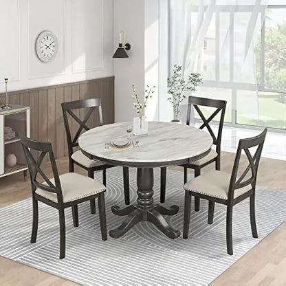 Small Round Dining Table for 4 with Chairs Set