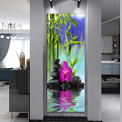Landscape Zen Bamboo Black Stone Water Spa Canvas