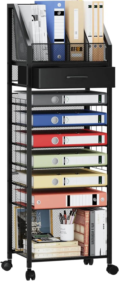 9-Tier Rolling File Cart, Office Organization