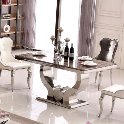 Light Luxury Milk Tea Marble Dining Table