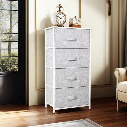Dresser with 4 Drawers - Fabric Storage Tower
