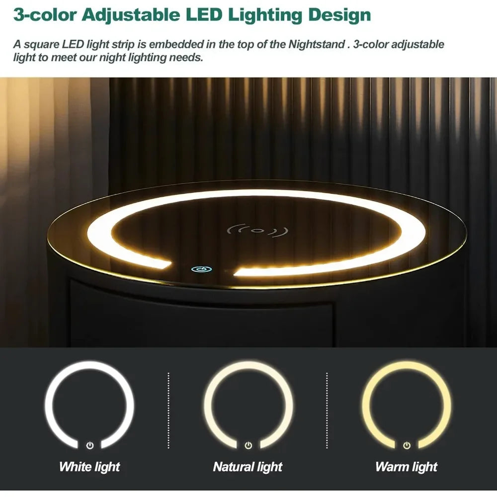 Smart Nightstands with Wireless Charging Station, No Assembly