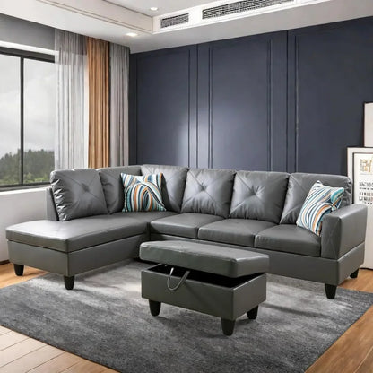 L Shaped Sofa w/ Ottoman Sectional