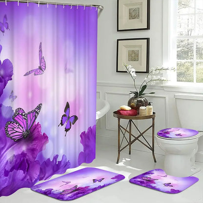 Bathroom Set, Mats, Shower Curtain, Toilet Covers
