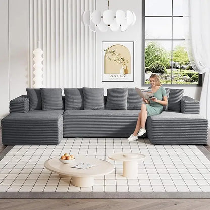 Comfy Corduroy Couch Sectional Sofa