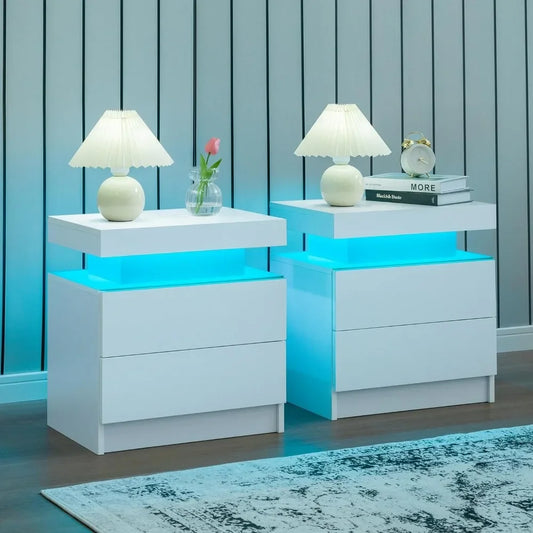 Side Bed Tables w/ LED