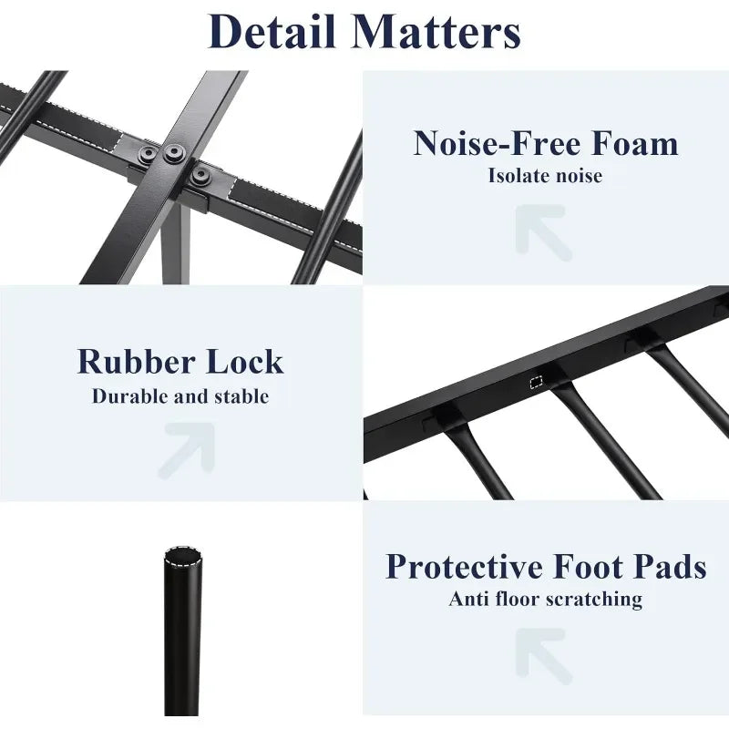 Metal platform bed frame, easy to assemble