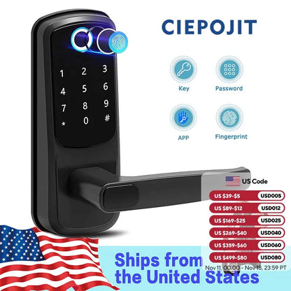 CIEPOJIT Smart Lock 5 In 1 Door Lock With Handle