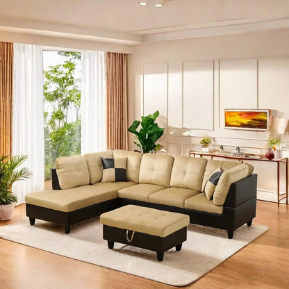 L Shaped Sofa w/ Ottoman Sectional