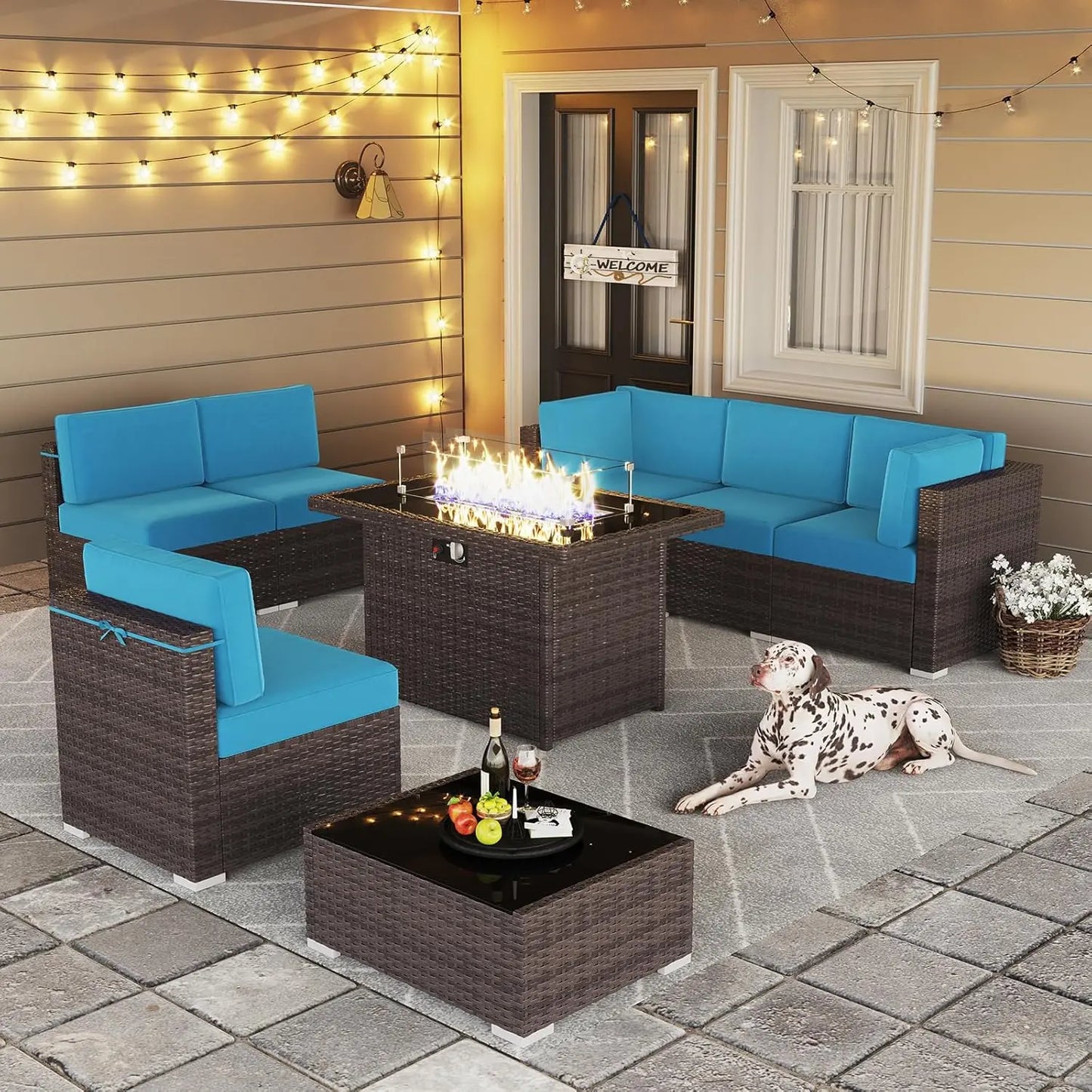 Patio Furniture Set with 44" Fire Pit Table